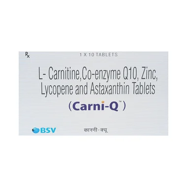 carni-q tablet Allopathy (Levo-carnitine (500mg)) - Uses in Hindi, Side Effects, Substitutes & Price in India