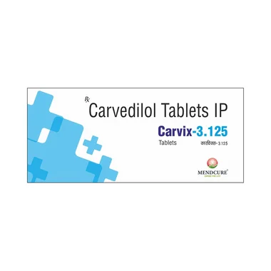 carvix 3.125 tablet Allopathy (Carvedilol (3.125mg)) - Uses in Hindi, Side Effects, Substitutes & Price in India