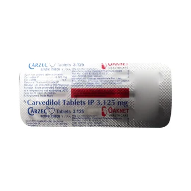 carzec 3.125 tablet Allopathy (Carvedilol (3.125mg)) - Uses in Hindi, Side Effects, Substitutes & Price in India