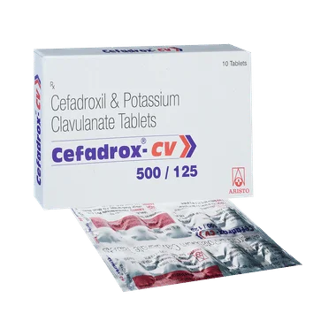cefadrox-cv 500/125 tablet Allopathy (Cefadroxil (500mg)) - Uses in Hindi, Side Effects, Substitutes & Price in India