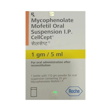 cellcept oral suspension Allopathy (Mycophenolate mofetil (1000mg/5ml)) - Uses in Hindi, Side Effects, Substitutes & Price in India