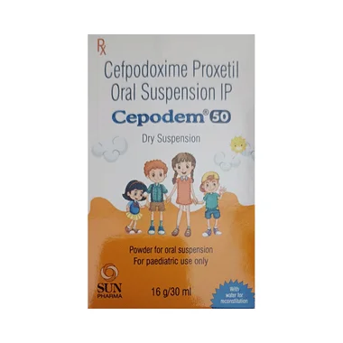 cepodem 50 dry suspension Allopathy (Cefpodoxime Proxetil (50mg)) - Uses in Hindi, Side Effects, Substitutes & Price in India