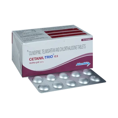 cetanil-trio 12.5 tablet Allopathy (Telmisartan (40mg)) - Uses in Hindi, Side Effects, Substitutes & Price in India