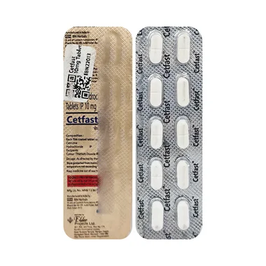cetfast 10mg tablet Allopathy (Cetirizine (10mg)) - Uses in Hindi, Side Effects, Substitutes & Price in India
