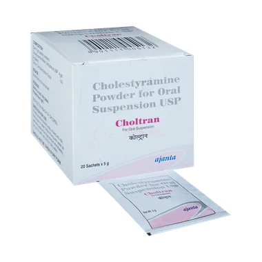 choltran powder for oral suspension Allopathy (Cholestyramine (4gm)) - Uses in Hindi, Side Effects, Substitutes & Price in India