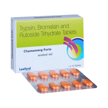 chymomerg forte tablet Allopathy (Bromelain (180mg)) - Uses in Hindi, Side Effects, Substitutes & Price in India