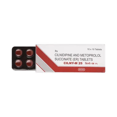 cilny m 10mg/25mg tablet Allopathy (Cilnidipine (10mg)) - Uses in Hindi, Side Effects, Substitutes & Price in India