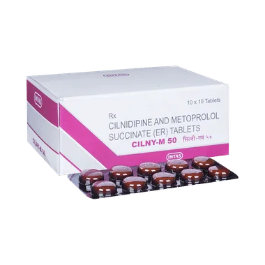cilny m 10mg/50mg tablet Allopathy (Cilnidipine (10mg)) - Uses in Hindi, Side Effects, Substitutes & Price in India