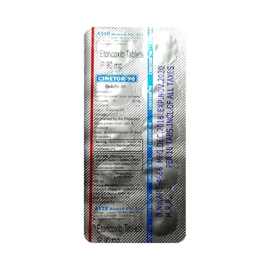 cinetor 90 tablet Allopathy (Etoricoxib (90mg)) - Uses in Hindi, Side Effects, Substitutes & Price in India