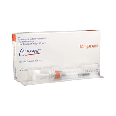 clexane 60mg injection (0.6ml each) Allopathy (Enoxaparin (60mg)) - Uses in Hindi, Side Effects, Substitutes & Price in India