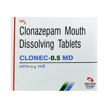 clonec 0.5 md tablet Allopathy (Clonazepam (0.5mg)) - Uses in Hindi, Side Effects, Substitutes & Price in India