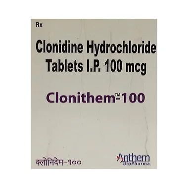 clonithem 100 tablet Allopathy (Clonidine (100mcg)) - Uses in Hindi, Side Effects, Substitutes & Price in India