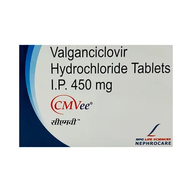 cmvee 450mg tablet Allopathy (Valganciclovir (450mg)) - Uses in Hindi, Side Effects, Substitutes & Price in India
