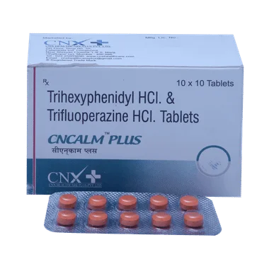 cncalm plus 5mg/2mg tablet Allopathy (Trifluoperazine (5mg)) - Uses in Hindi, Side Effects, Substitutes & Price in India