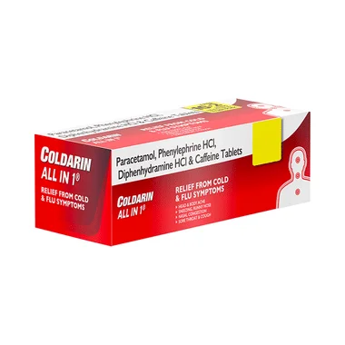 coldarin all in 1 tablet Allopathy (Caffeine (30mg)) - Uses in Hindi, Side Effects, Substitutes & Price in India