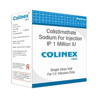 colinex 1miu powder for injection Allopathy (Colistimethate Sodium (1Million IU)) - Uses in Hindi, Side Effects, Substitutes & Price in India