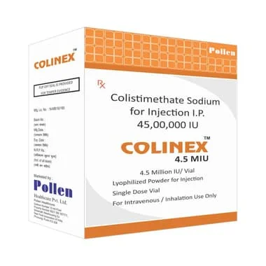 colinex 4.5miu injection Allopathy (Colistimethate Sodium (4.5Million IU)) - Uses in Hindi, Side Effects, Substitutes & Price in India
