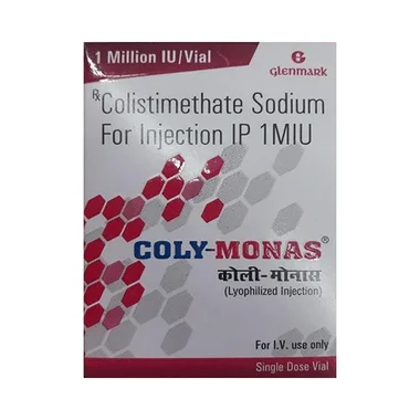 coly monas injection Allopathy (Colistimethate Sodium (1Million IU)) - Uses in Hindi, Side Effects, Substitutes & Price in India