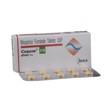concor 10 tablet allopathy (Bisoprolol (10mg)) - Uses in Hindi, Side Effects, Substitutes & Price in India