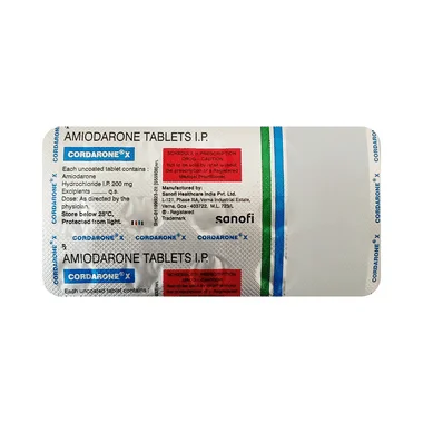 cordarone x tablet Allopathy (Amiodarone (200mg)) - Uses in Hindi, Side Effects, Substitutes & Price in India