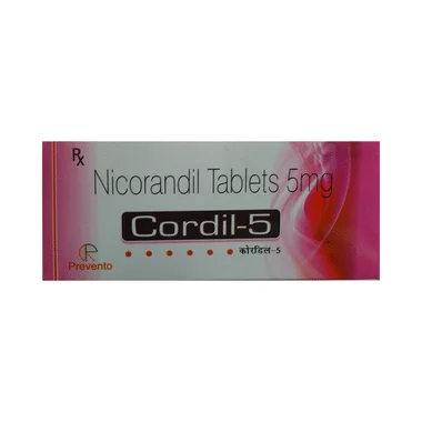cordil 5 tablet Allopathy (Nicorandil (5mg)) - Uses in Hindi, Side Effects, Substitutes & Price in India