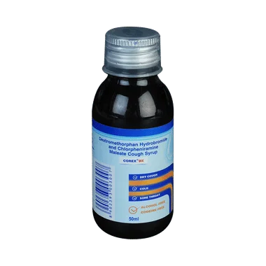 corex dx  syrup Allopathy (Chlorpheniramine Maleate (4mg/5ml)) - Uses in Hindi, Side Effects, Substitutes & Price in India