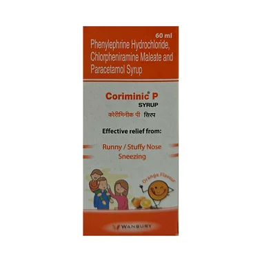 coriminic p syrup orange Allopathy (Chlorpheniramine Maleate (1mg/5ml)) - Uses in Hindi, Side Effects, Substitutes & Price in India