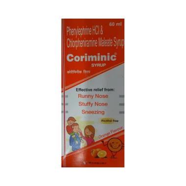 coriminic syrup orange Allopathy (Chlorpheniramine Maleate (2mg/5ml)) - Uses in Hindi, Side Effects, Substitutes & Price in India