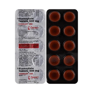 cosklot 500 tablet Allopathy (Ethamsylate (500mg)) - Uses in Hindi, Side Effects, Substitutes & Price in India