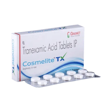cosmelite tx tablet Allopathy (Tranexamic Acid (250mg)) - Uses in Hindi, Side Effects, Substitutes & Price in India