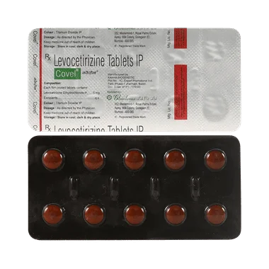 covel 5mg tablet Allopathy (Levocetirizine (5mg)) - Uses in Hindi, Side Effects, Substitutes & Price in India
