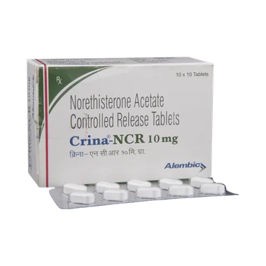 crina-ncr 10mg tablet Allopathy (Norethisterone (10mg)) - Uses in Hindi, Side Effects, Substitutes & Price in India