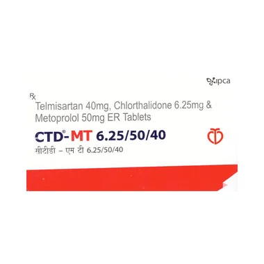 ctd-mt 6.25/50/40 tablet er Allopathy (Chlorthalidone (6.25mg)) - Uses in Hindi, Side Effects, Substitutes & Price in India