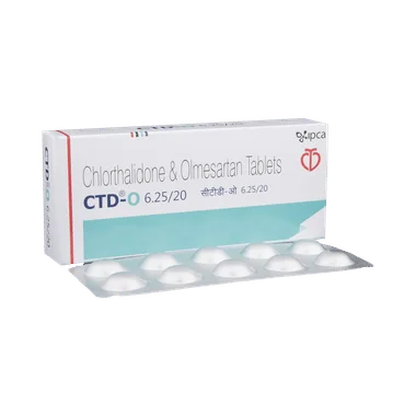 ctd-o 6.25/20 tablet Allopathy (Olmesartan Medoxomil (20mg)) - Uses in Hindi, Side Effects, Substitutes & Price in India