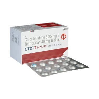 ctd-t 40/6.25 tablet Allopathy (Telmisartan (40mg)) - Uses in Hindi, Side Effects, Substitutes & Price in India
