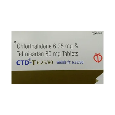 ctd-t 6.25/80 tablet Allopathy (Telmisartan (80mg)) - Uses in Hindi, Side Effects, Substitutes & Price in India