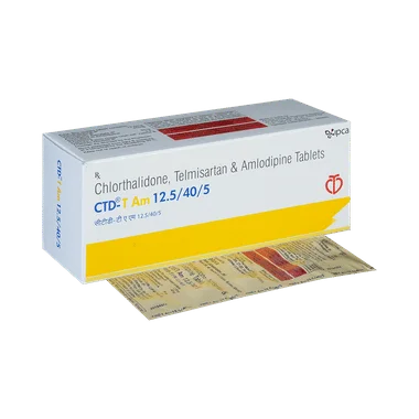 ctd-t am 12.5/40/5 tablet Allopathy (Telmisartan (40mg)) - Uses in Hindi, Side Effects, Substitutes & Price in India