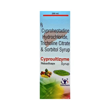 cyproultizyme syrup delicious mixed fruit Allopathy (Cyproheptadine (2mg/5ml)) - Uses in Hindi, Side Effects, Substitutes & Price in India