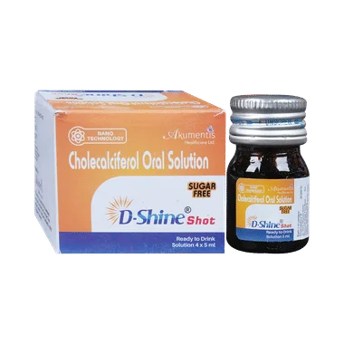 d-shine shot oral solution Allopathy (Vitamin D3 (60000IU)) - Uses in Hindi, Side Effects, Substitutes & Price in India