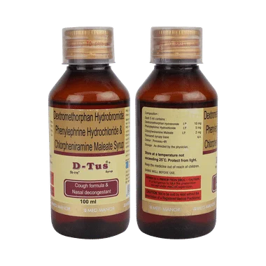 d tus syrup Allopathy (Dextromethorphan Hydrobromide (10mg/5ml)) - Uses in Hindi, Side Effects, Substitutes & Price in India