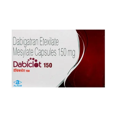 dabiclot 150mg capsule Allopathy (Dabigatran Etexilate (150mg)) - Uses in Hindi, Side Effects, Substitutes & Price in India