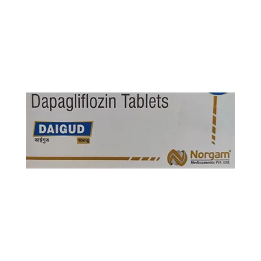 daigud 10mg tablet Allopathy (Dapagliflozin (10mg)) - Uses in Hindi, Side Effects, Substitutes & Price in India