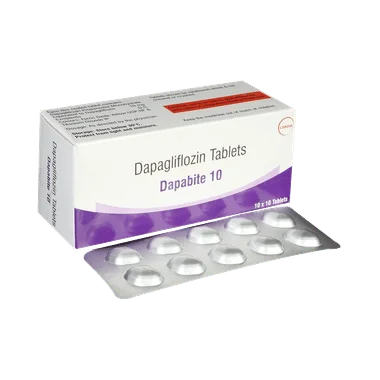 dapabite 10mg tablet Allopathy (Dapagliflozin (10mg)) - Uses in Hindi, Side Effects, Substitutes & Price in India