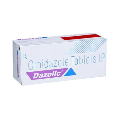 dazolic 500mg tablet Allopathy (Ornidazole (500mg)) - Uses in Hindi, Side Effects, Substitutes & Price in India