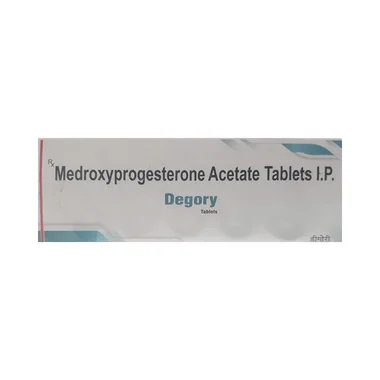 degory tablet Allopathy (Medroxyprogesterone acetate (10mg)) - Uses in Hindi, Side Effects, Substitutes & Price in India