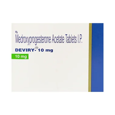 deviry 10mg tablet Allopathy (Medroxyprogesterone acetate (10mg)) - Uses in Hindi, Side Effects, Substitutes & Price in India