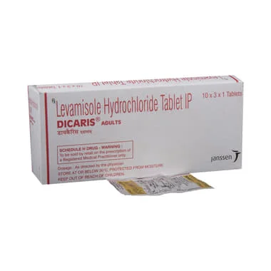 dicaris  adults tablet Allopathy (Levamisole (150mg)) - Uses in Hindi, Side Effects, Substitutes & Price in India