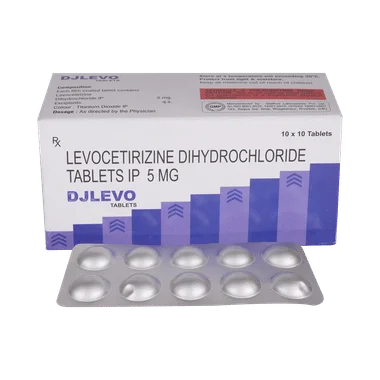 djlevo 5mg tablet Allopathy (Levocetirizine (5mg)) - Uses in Hindi, Side Effects, Substitutes & Price in India