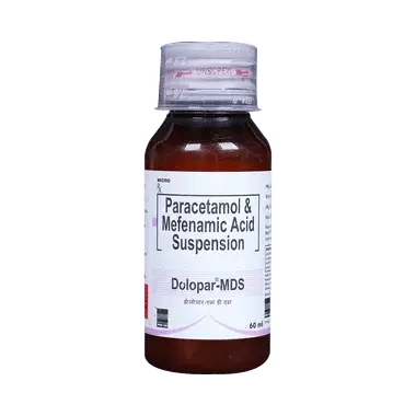 dolopar m ds suspension Allopathy (Mefenamic Acid (100mg/5ml)) - Uses in Hindi, Side Effects, Substitutes & Price in India