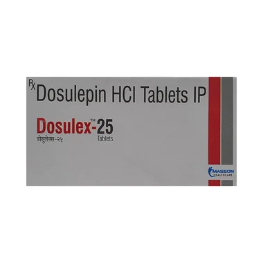 dosulex 25 tablet Allopathy (Dosulepin (25mg)) - Uses in Hindi, Side Effects, Substitutes & Price in India